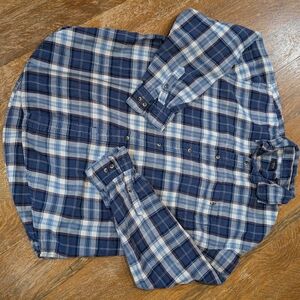 Arrow Navy and Beige Plaid Shirt Flannel